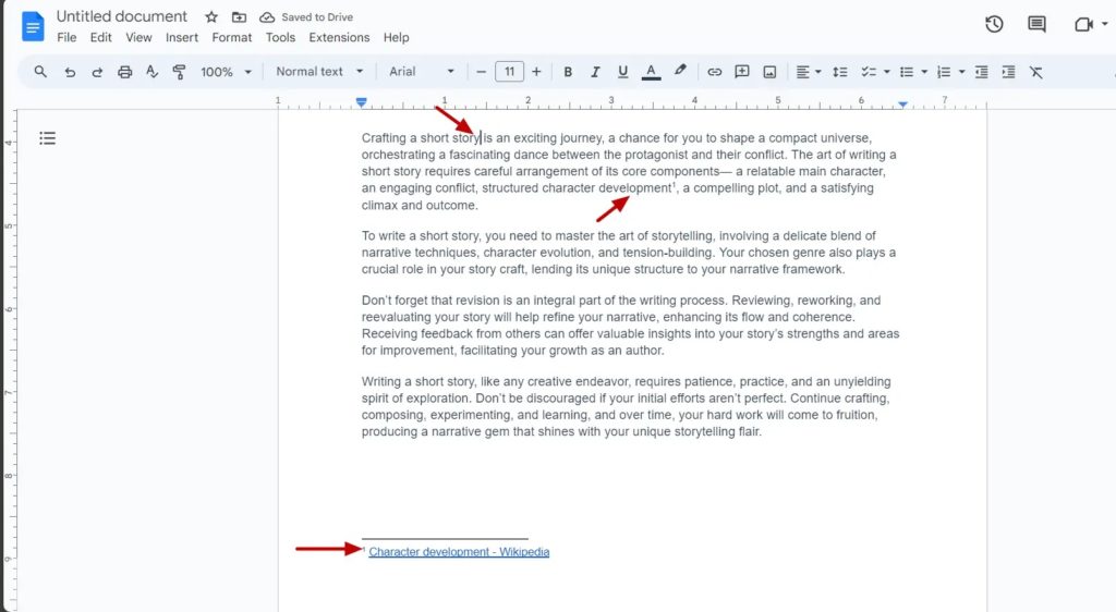 Google Docs Footnote Deleted