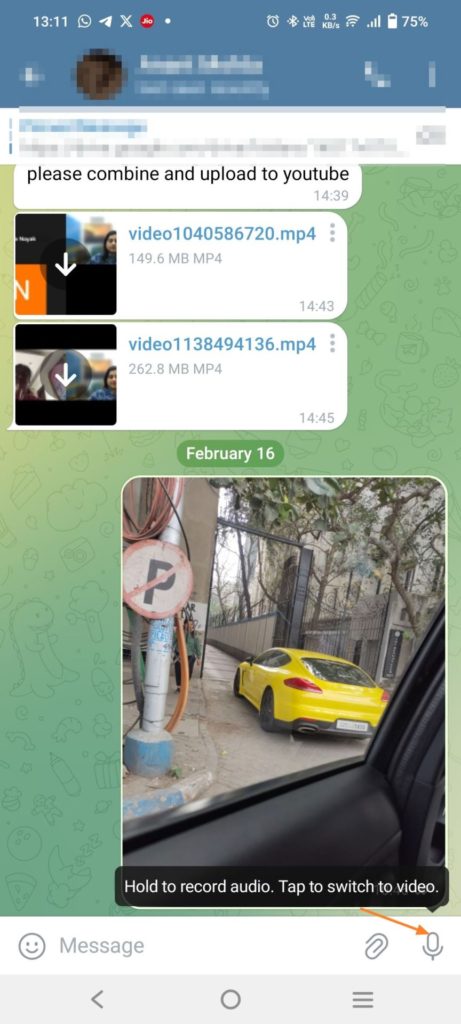 Microhone Icon on the Chat Box Telegram