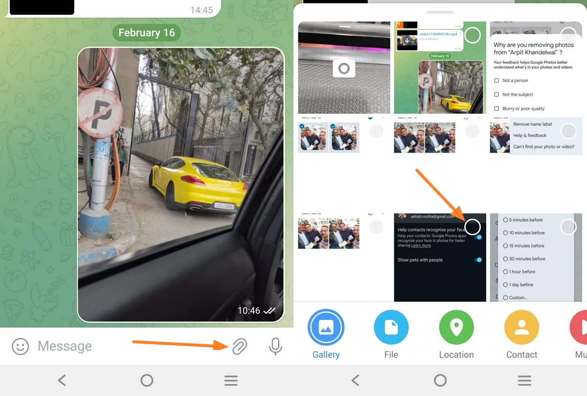 how to send one time video message on telegram