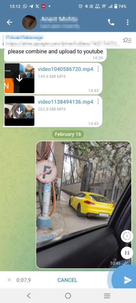 Slide Up to Lock Recording on Telegram