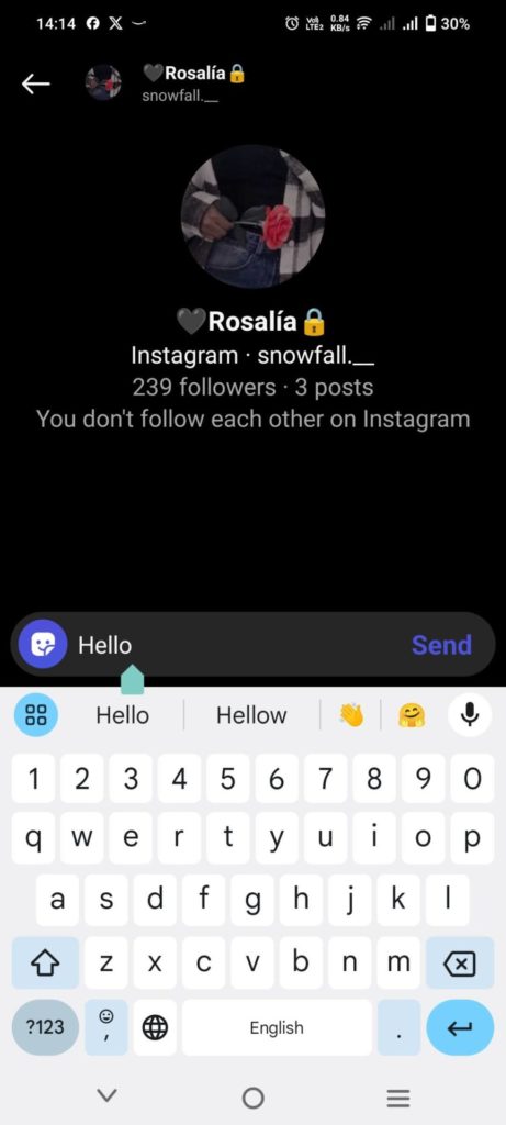 Send Message Menu Private Account