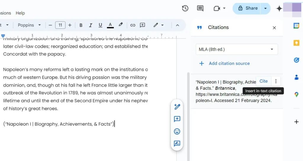 Added Citation as Text Google Docs