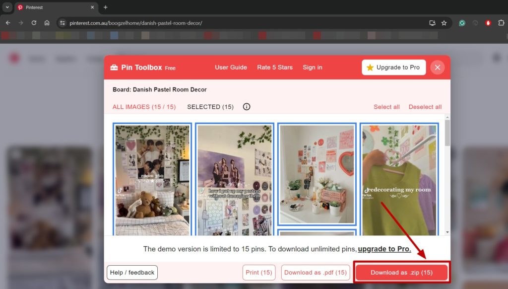 Pinterest Extension Method Download Images