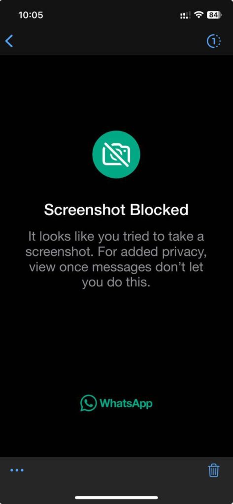 Screenshot Blocked on WhatsApp