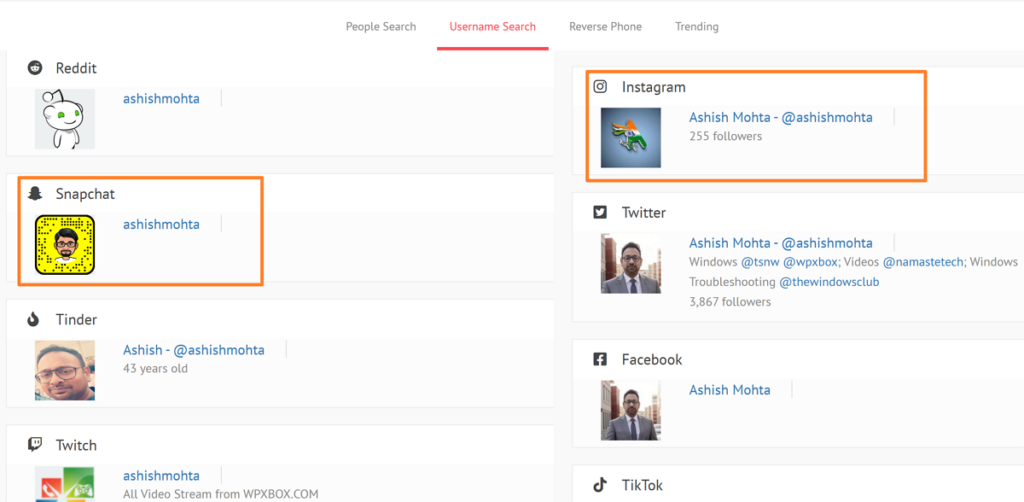 Search Username On Social Media