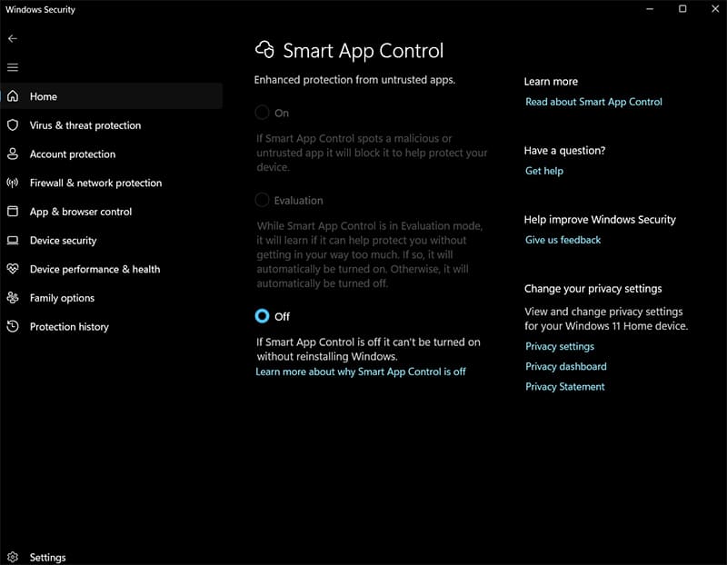 Steps to Disable Smart App Control (Windows 11) 1