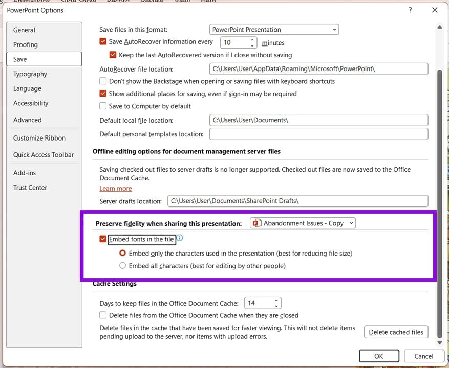 How to Embed Fonts in Microsoft PowerPoint Presentation 3
